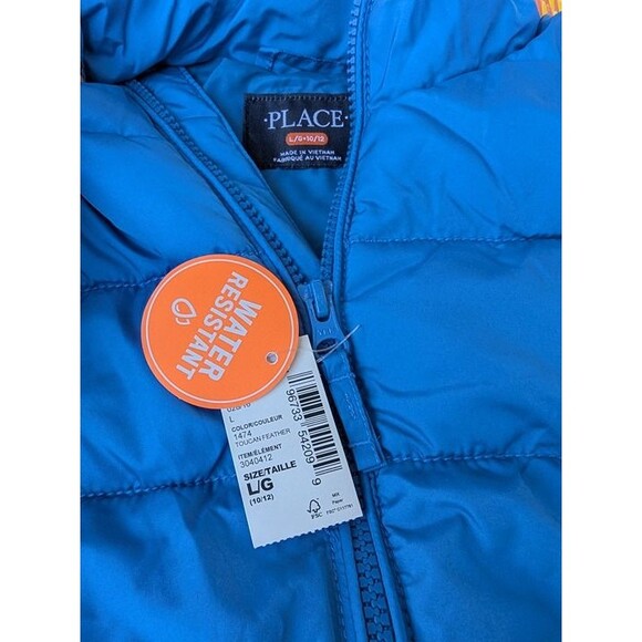 BNWT Blue puffer winter warm jacket kid's Large 10/12 Children's place - Picture 3 of 4